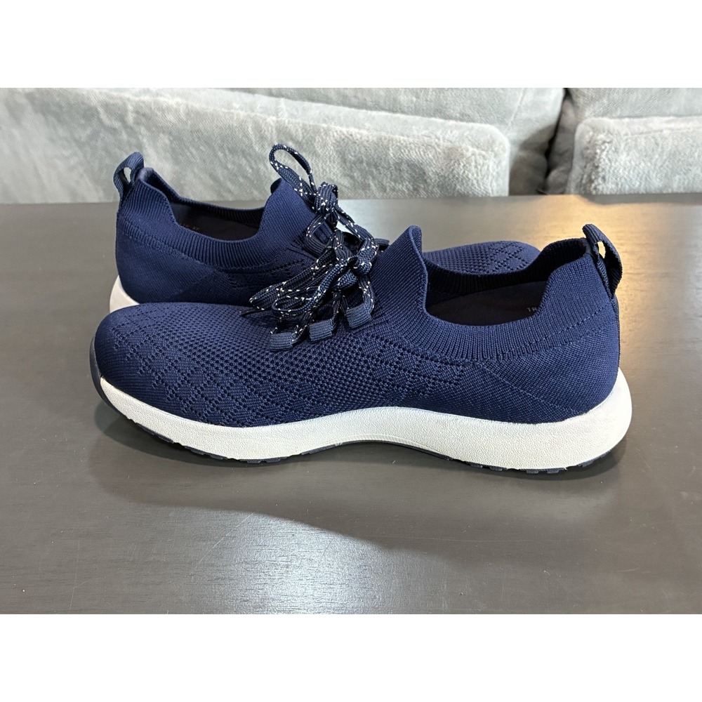 TRAQ by Alegria Lace-Up Knit Sneakers Navy Blue Women's Size 37 - Picture 5 of 8
